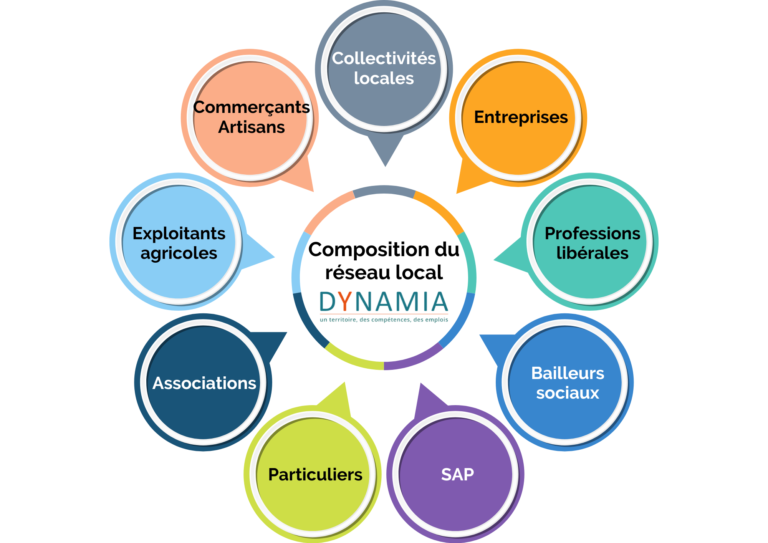schéma de la composition du réseau local de DYNAMIA
